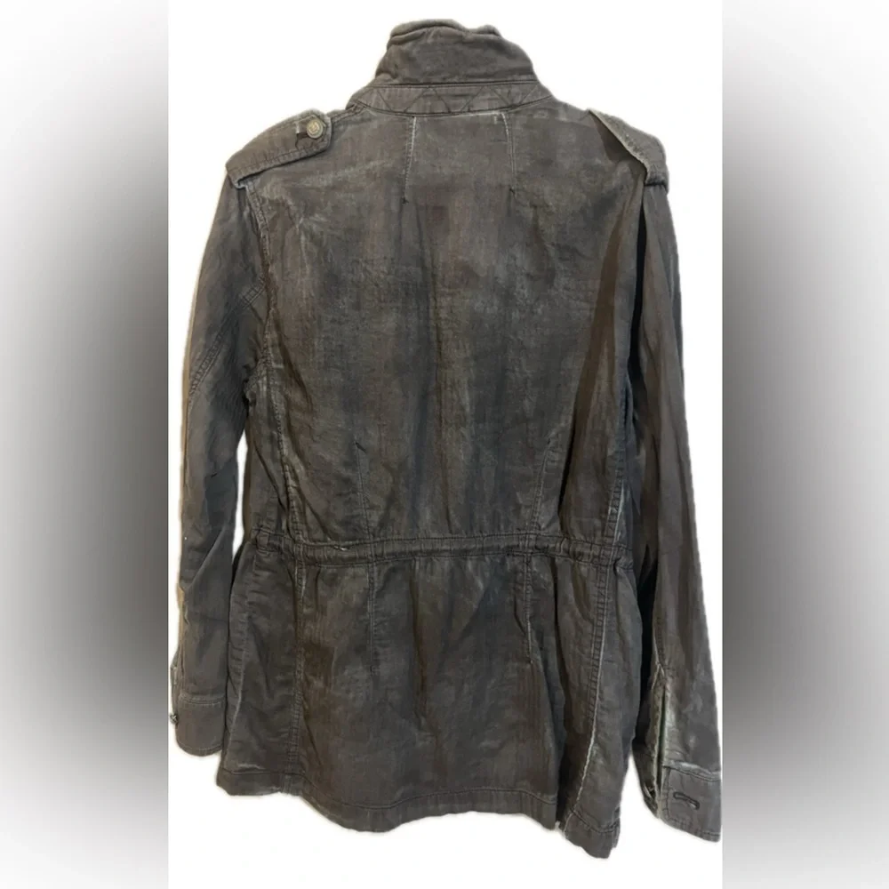Free People Dark Gray and Aqua Wash detail Utility Jacket Women’s Small - Picture 3 of 9